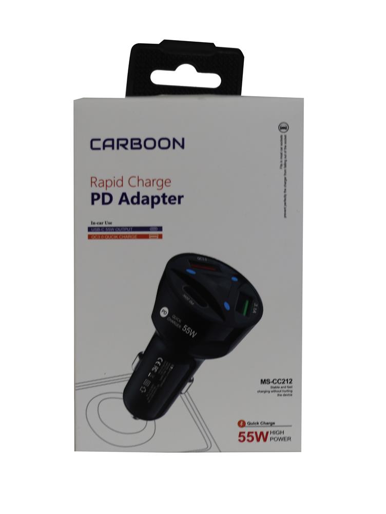 Carboon Ms-CC12 55W Pd 20w Type-c Grişi 2 Usb Araç Çakmaklık Girişli