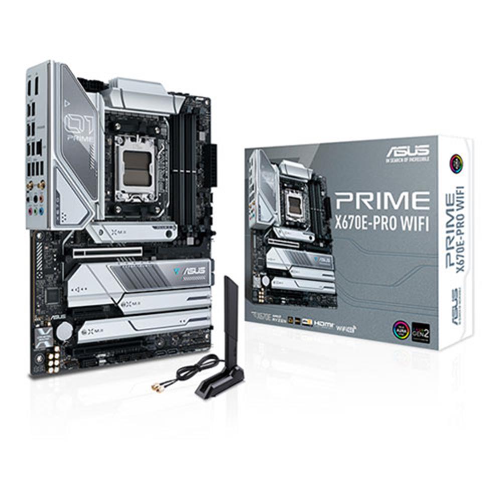 ASUS MB PRIME X670E-PRO WIFI AMD X670E AM5 DDR5 6400 DP HDMI 4X M2 USB3.2 RGB 2.5GBİT LAN ATX 