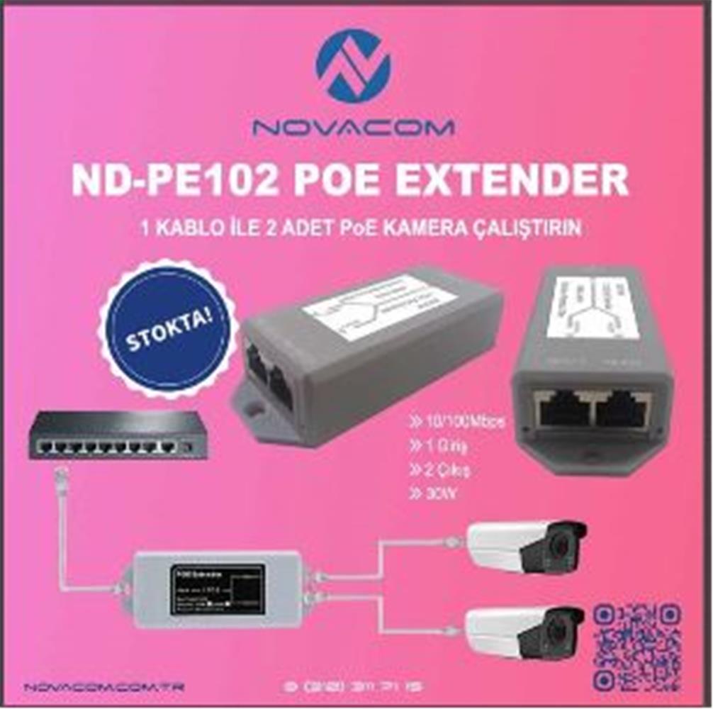 Nova ND-PE103W Poe Extender 10-100 Mbps 1 İnput 3 Output 30W Dış Ortam