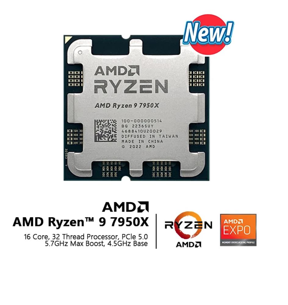 Amd Ryzen 9 7950X TRAY 4.5 GHz 16 Çekirdek 80MB Cache AM5 Soket 5nm İşlemci Kutusuz