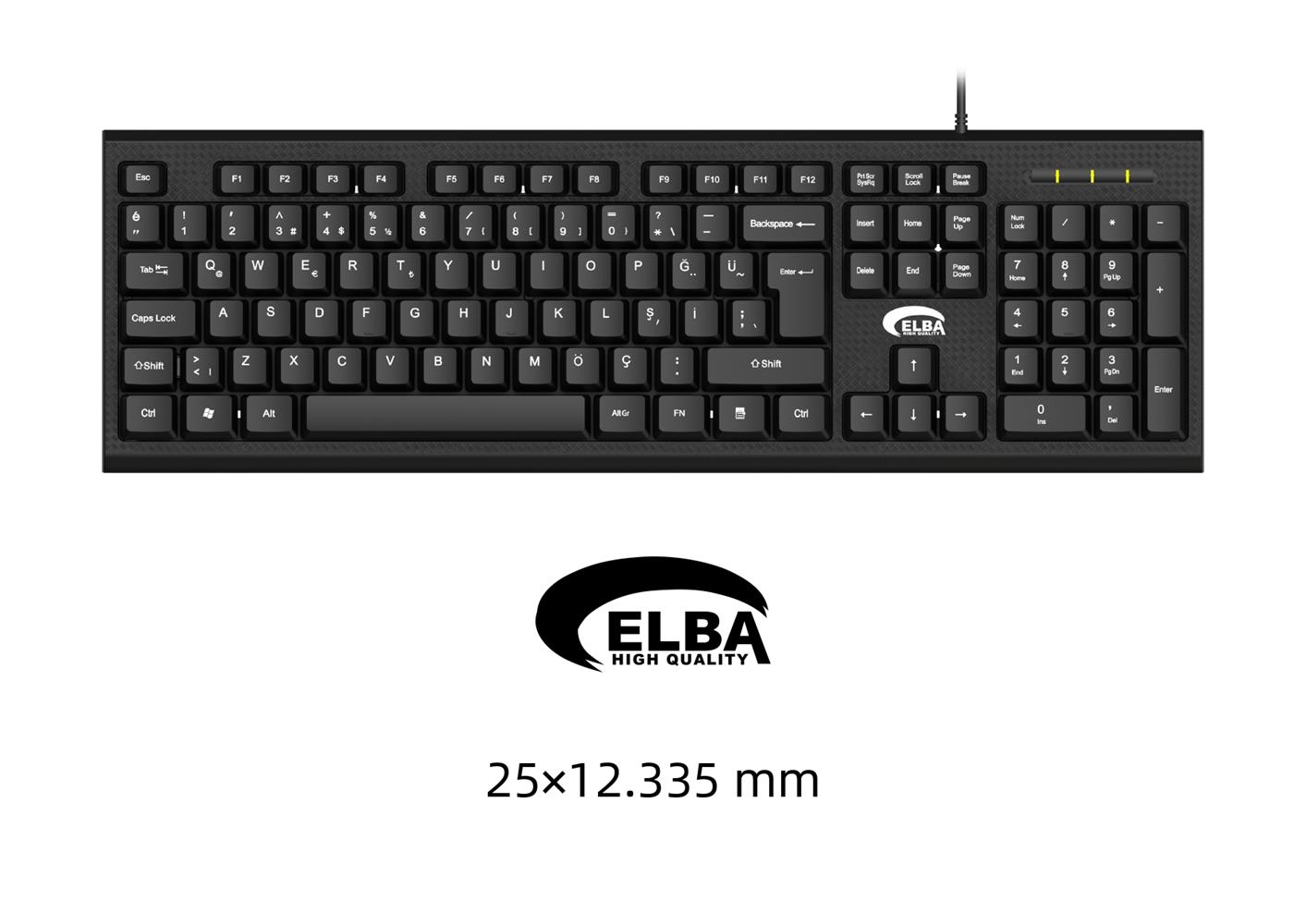 Elba K112 Q Usb Siyah Türkçe Kablolu Standart Klavye