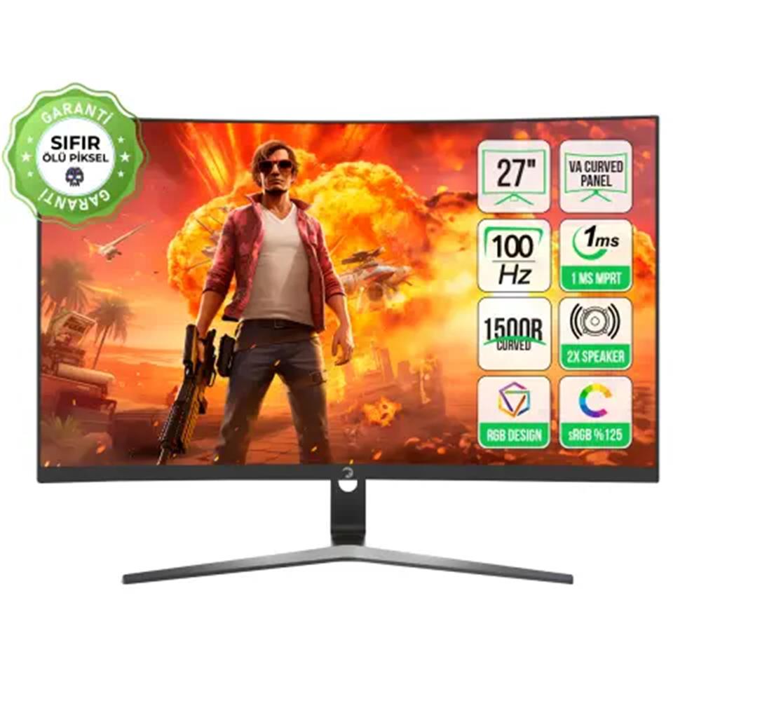 GamePower 27" Vivid F20 1500R Curved RGB 100Hz 1ms FHD Va Panel 2x2W Speaker Gaming Monitör