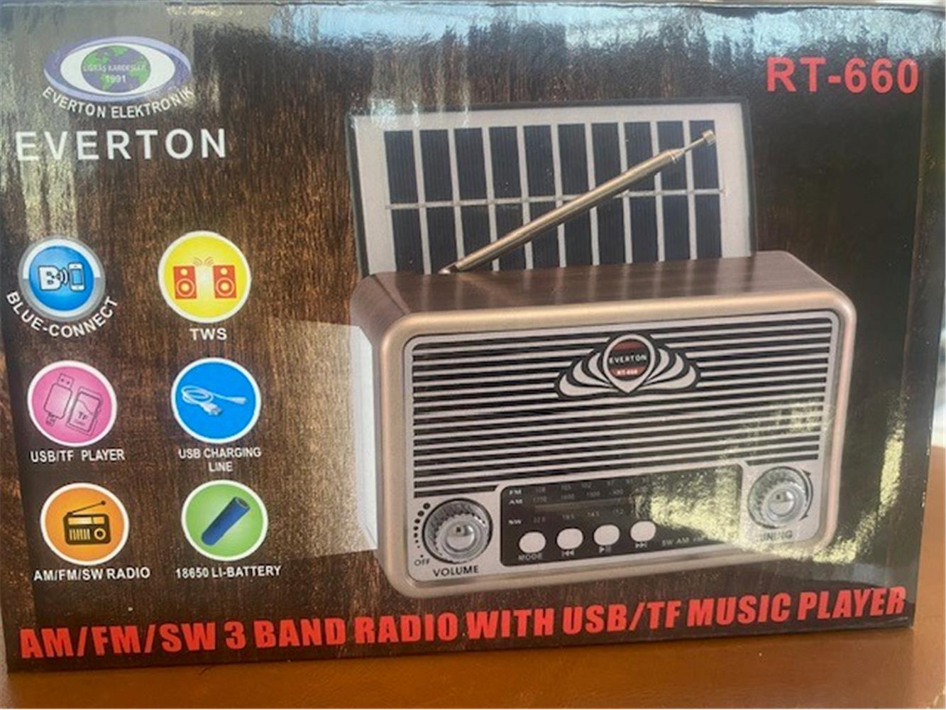 Everton Rt-660  Bluetooth Fm-Usb-Tf-Aux Şarjlı Nostaljik Radyo