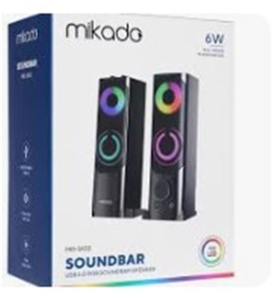 Mikado MD-S102 2.0 3Wx2CH RGB Ledli Siyah USB Soundbar Speaker Hoparlör