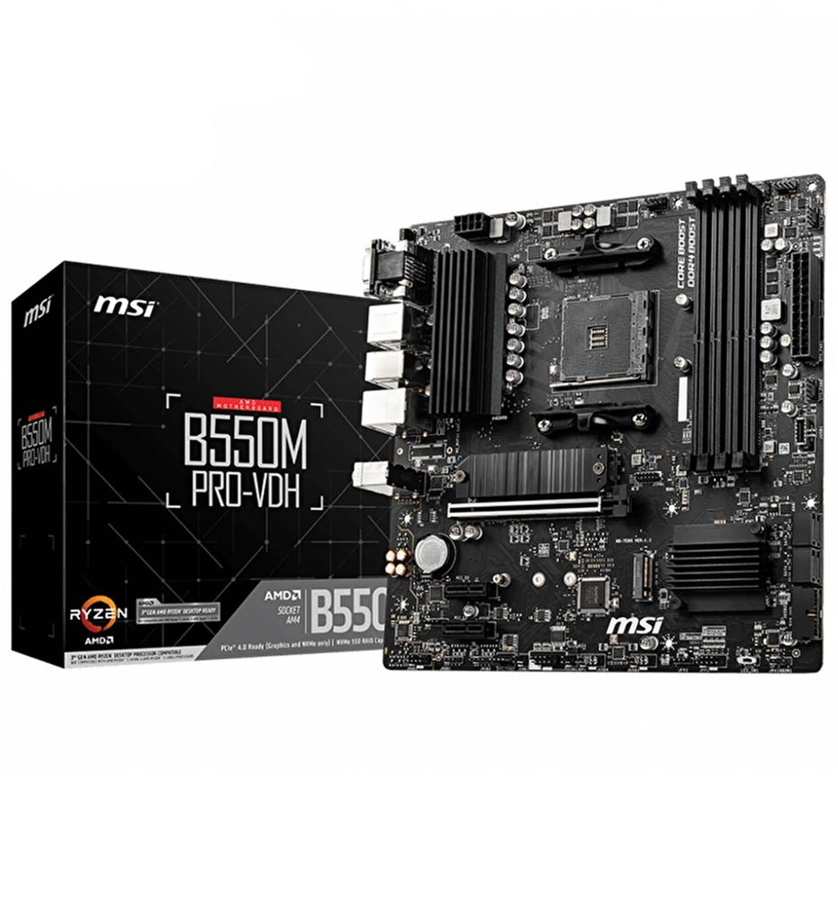 Msi B550M PRO-VDH AM4 DDR4 4400(OC) HDMI DP VGA M.2 USB3.2 MATX Anakart