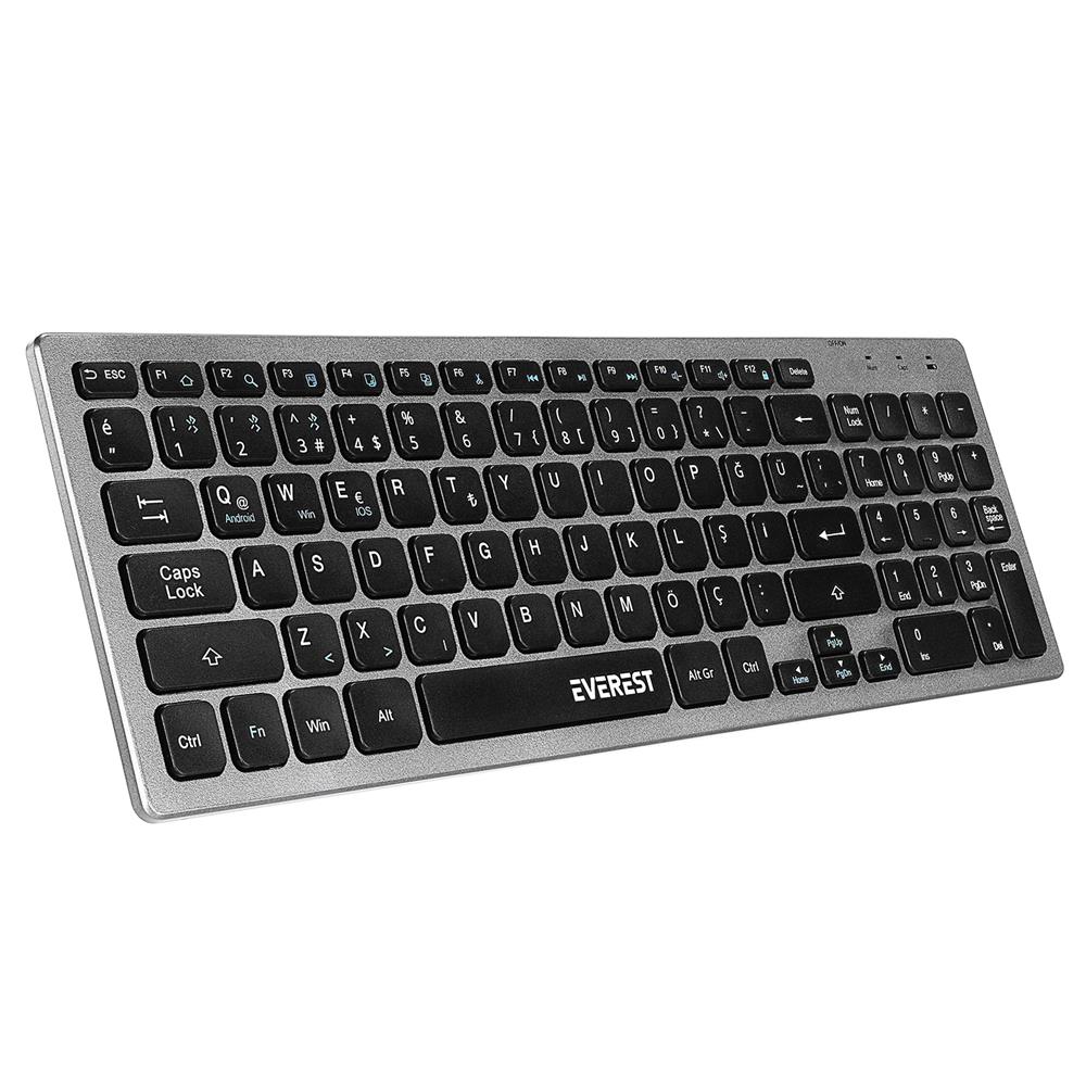 Everest KB-BT88 Siyah-Gri Bluetooth Ultra İnce Q Mac-Win-Android-Ios Uyumlu Kablosuz klavye