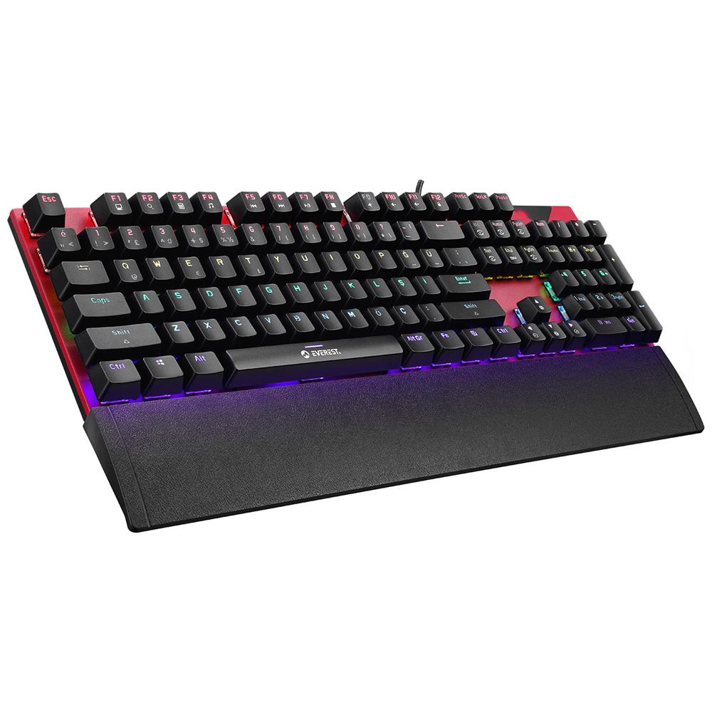 EVEREST KB-MK7 KIRMIZI USB BILEK DESTEKLI MEKANIK Q RED SWITCH GAMING OYUNCU KLAVYESI