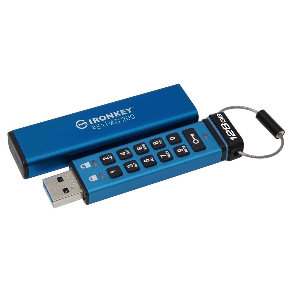 Kingston IKKP200-128GB 128GB IronKey Keypad 200, FIPS 140-3 Lvl 3 (Pending) Flash Bellek