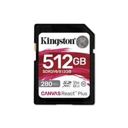 Kingston SDR2V6-512GB Canvas React Plus SDXC UHS-II 280R-150W U3 V60 for Full HD-4K SD Hafıza Kartı
