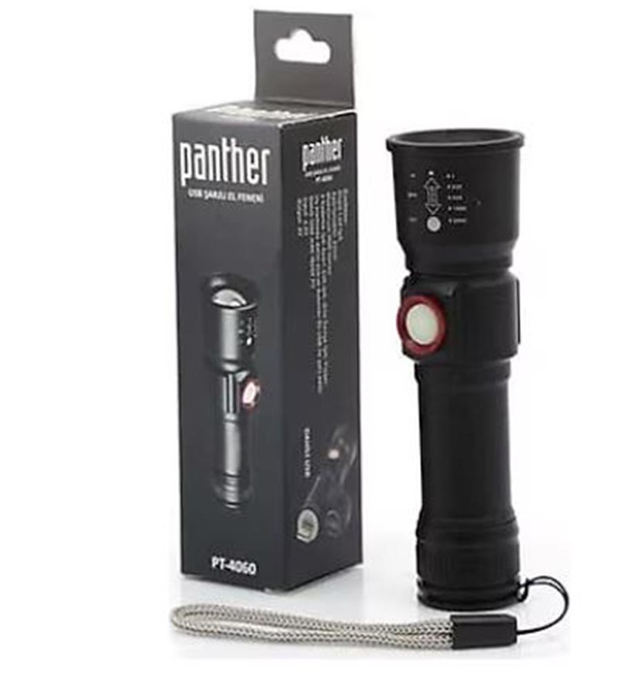 Panther PT-4060 LED Şarjlı Metal El Feneri