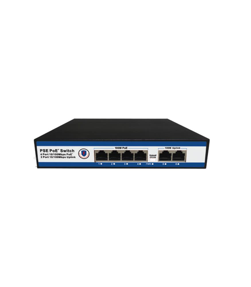 Nova NVC-PSE0420 4 Port Poe+ 10-100 Mbps 2 Port 10-100 Mbps Uplink Switch 65W