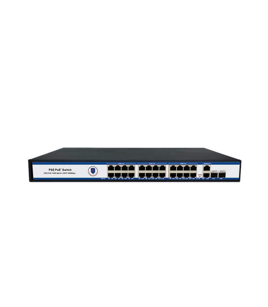 NOVA NVC-PSE2422G 24 PORT POE+ 10-100 MBPS 2 PORT 10-100-1000 MBPS UPLINK  2 PORT SFP SWITCH 300W