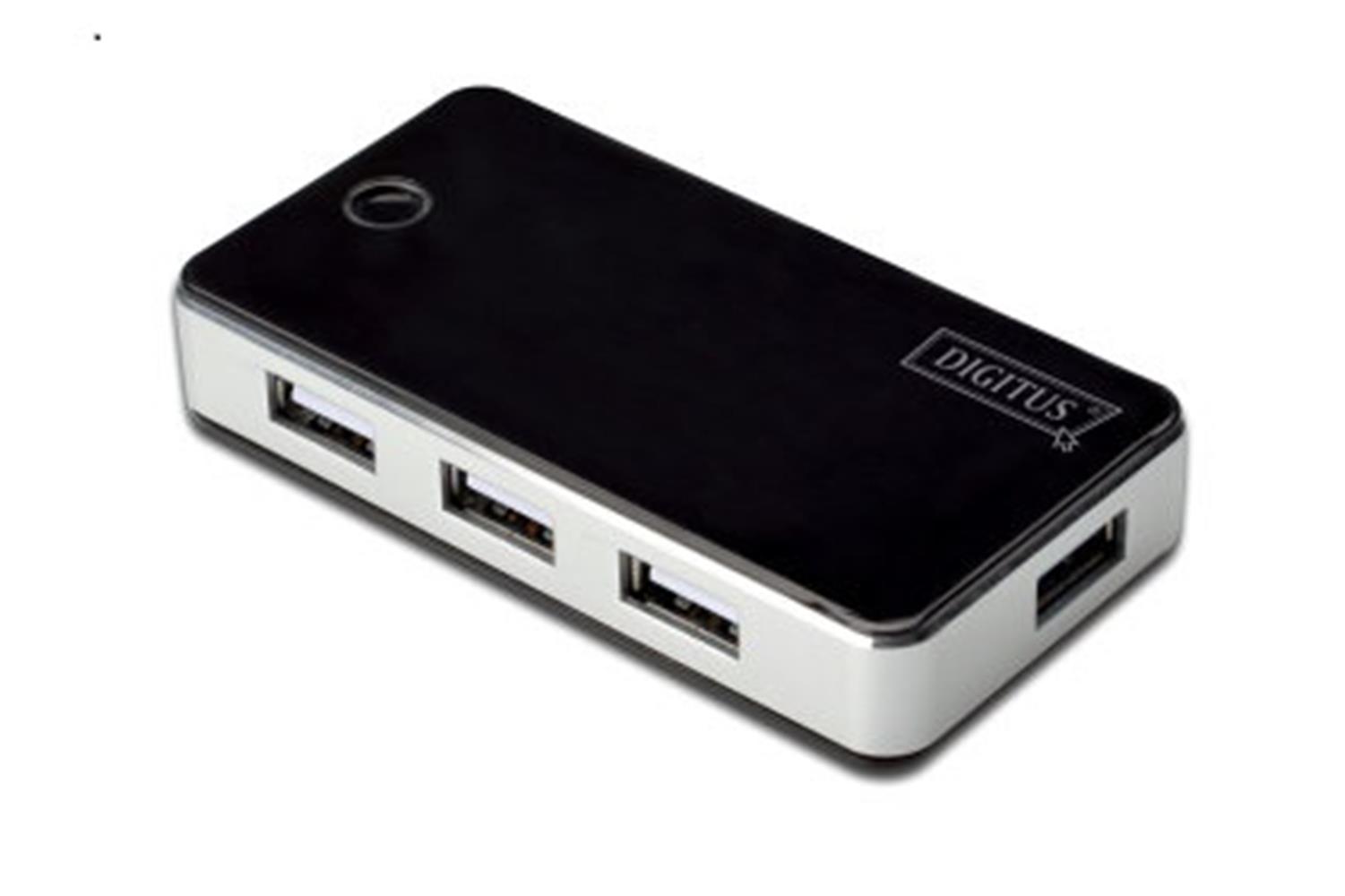 DIGITUS DA-70222 7 PORT USB HUB. USB 2.0. SIYAH-GUMU RENK. GU ADAPTRLU. PLASTIK