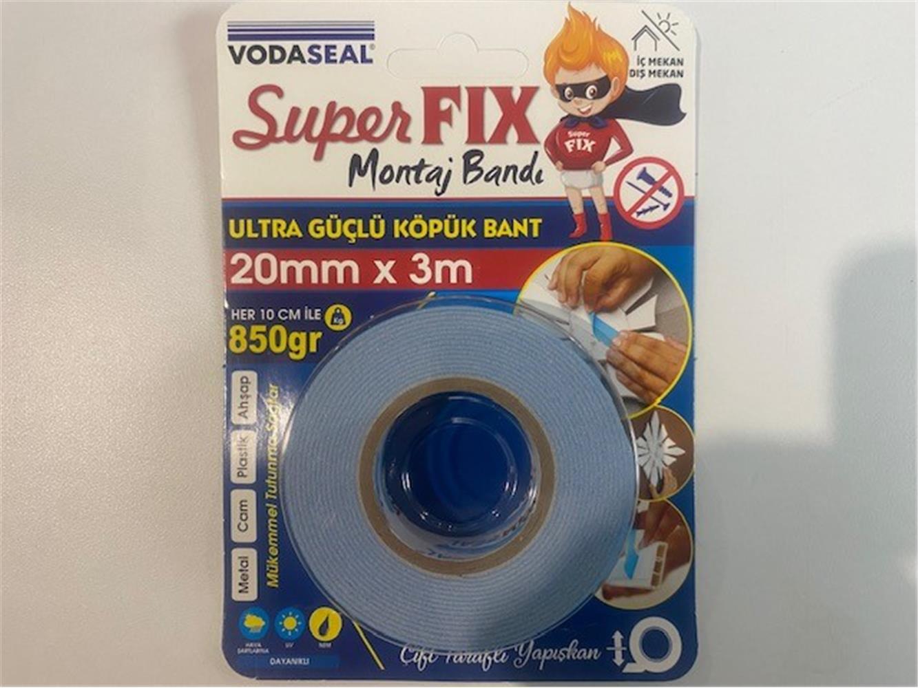 Vodaseal Super Fıx Köpük Bant 20mmX3m (Metal-Cam-Plastik-Ahşap)