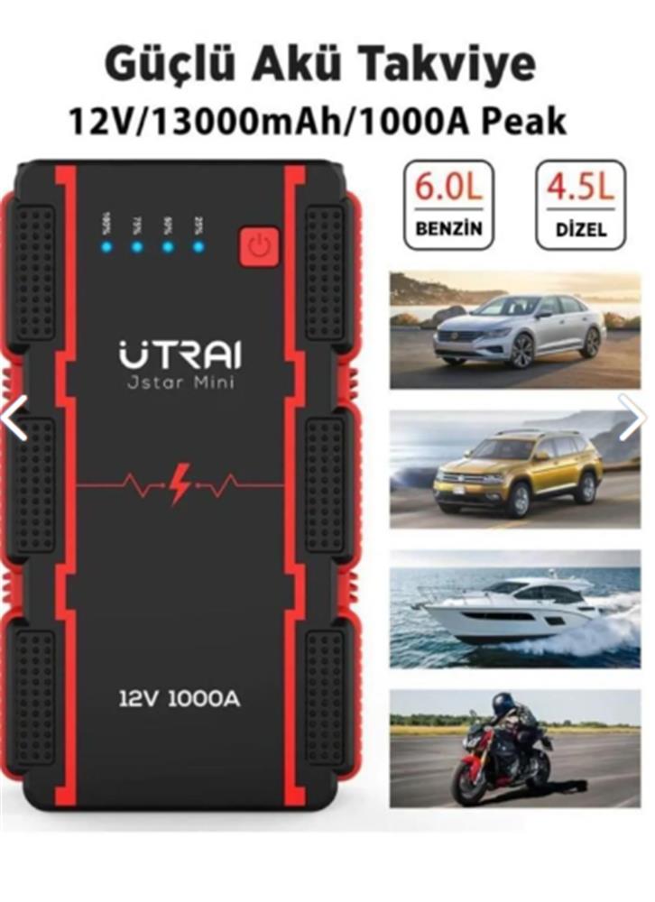 ULTRAI Jstar Mini 13000mAh 1000A Jump Starter Taşınabilir Araç Akü Şarj Bataryası