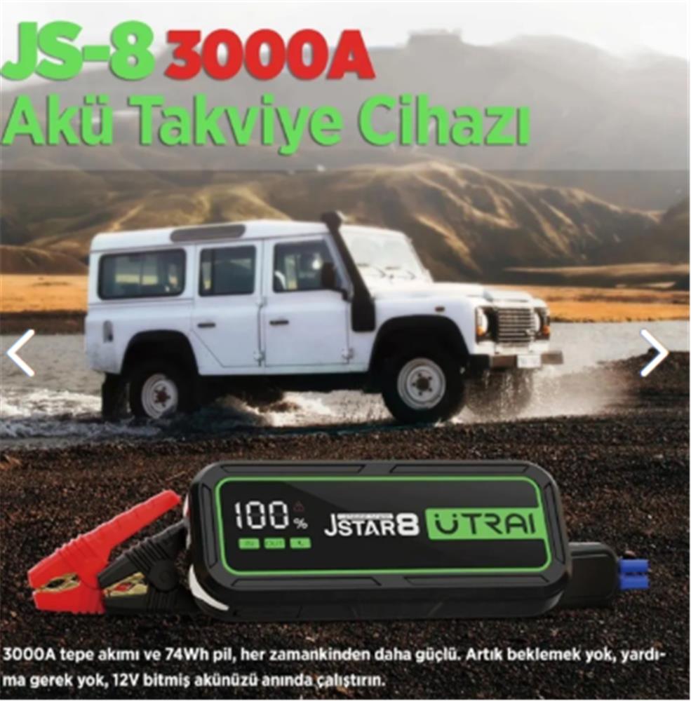 ULTRAI Jstar 8 20000mAh 3000A Jump Starter Taşınabilir Araç Akü Şarj Bataryası