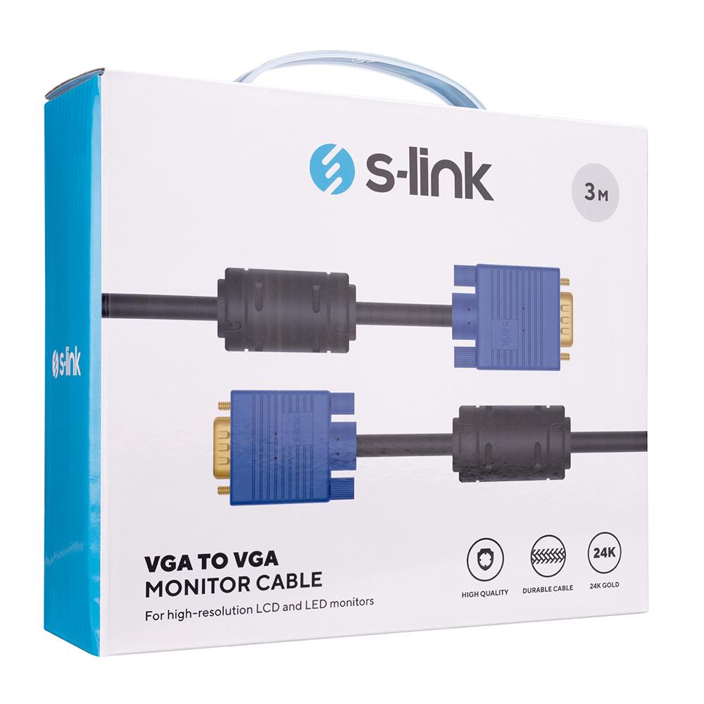 S-link SLX-173 VGA M-M 3mt  Monitör Kablosu