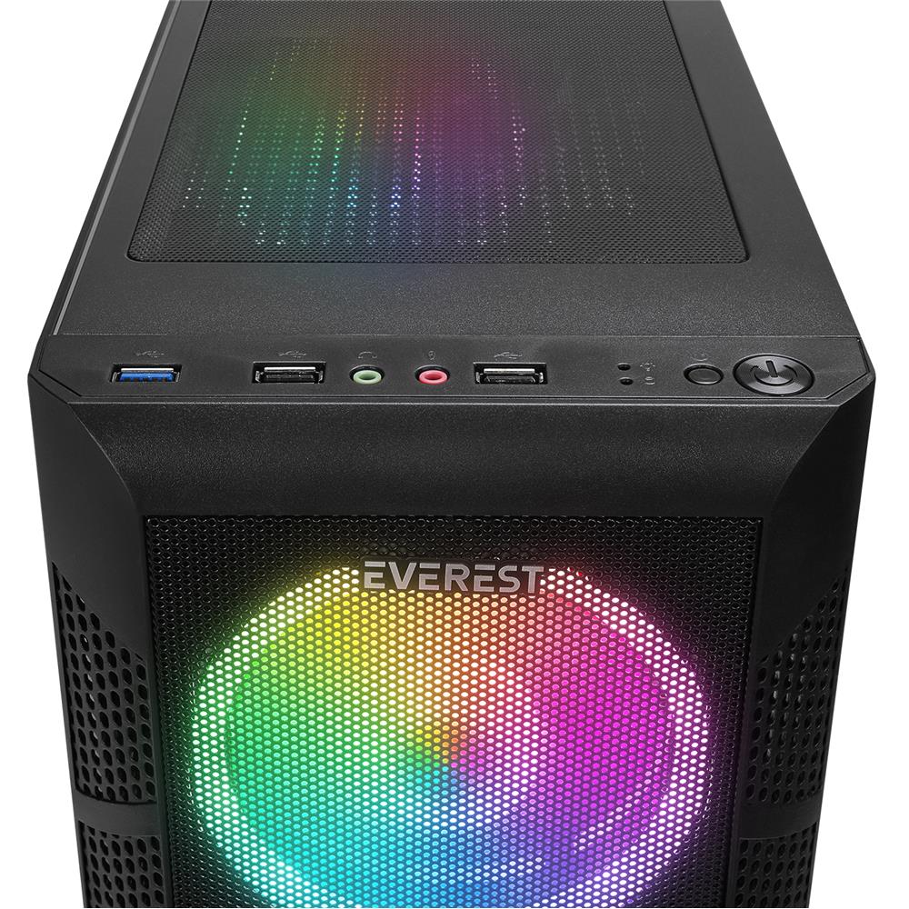 Everest CREST V1 Mesh Temperli Camlı 4x12cm Auto RGB Fan ATX Mid-T Gaming Oyuncu Kasası