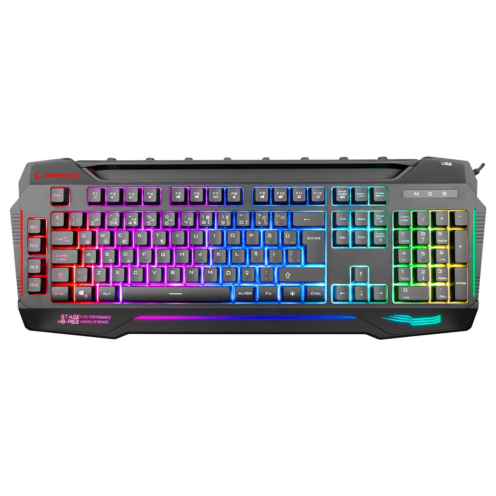 Rampage KB-R63 STAGE Siyah 4 Makro Fonksiyon Sese Duyarlı Işıklı RGB Q USB Oyuncu Klavyesi