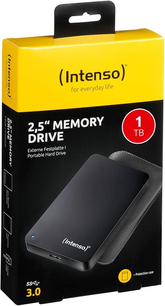 Intenso 1TB 2.5" USB 3.0 Taşınabilir Disk Siyah (6023560) + Deri Taşıma Kılıfı