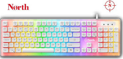 North Paladin Mekanik Hisli Türkçe RGB Beyaz Premium Gaming Klavye