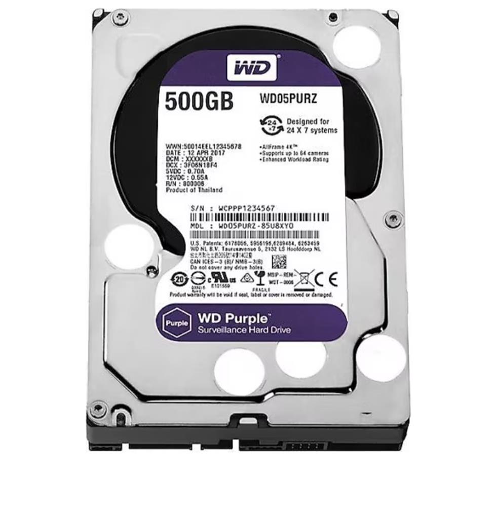 Wd 500Gb Purple WD05PURZ 3.5" 5400 RPM SATA 3 Harddisk