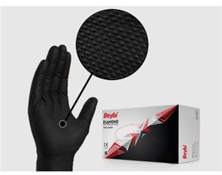 Beybi Diamond Xl Pudrasız Kalın Siyah Nitril Eldiven XL (Kutuda 100 Adet)