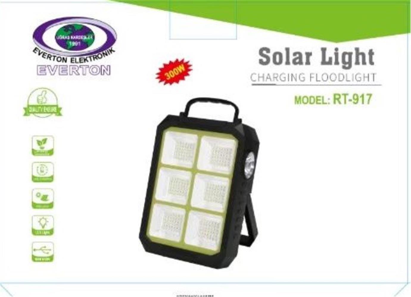 Everton Rt-917 Şarjlı 300W Solar Panelli Projektör Led