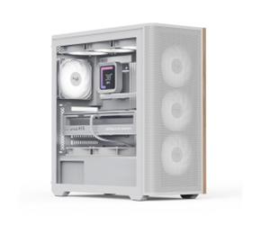 Aerocool AE D501A WH 4x12cm  Fanlı Ahşap Ön Panel Tempered Cam Yan ve Mesh Ön Panel, USB Type-C,ATX