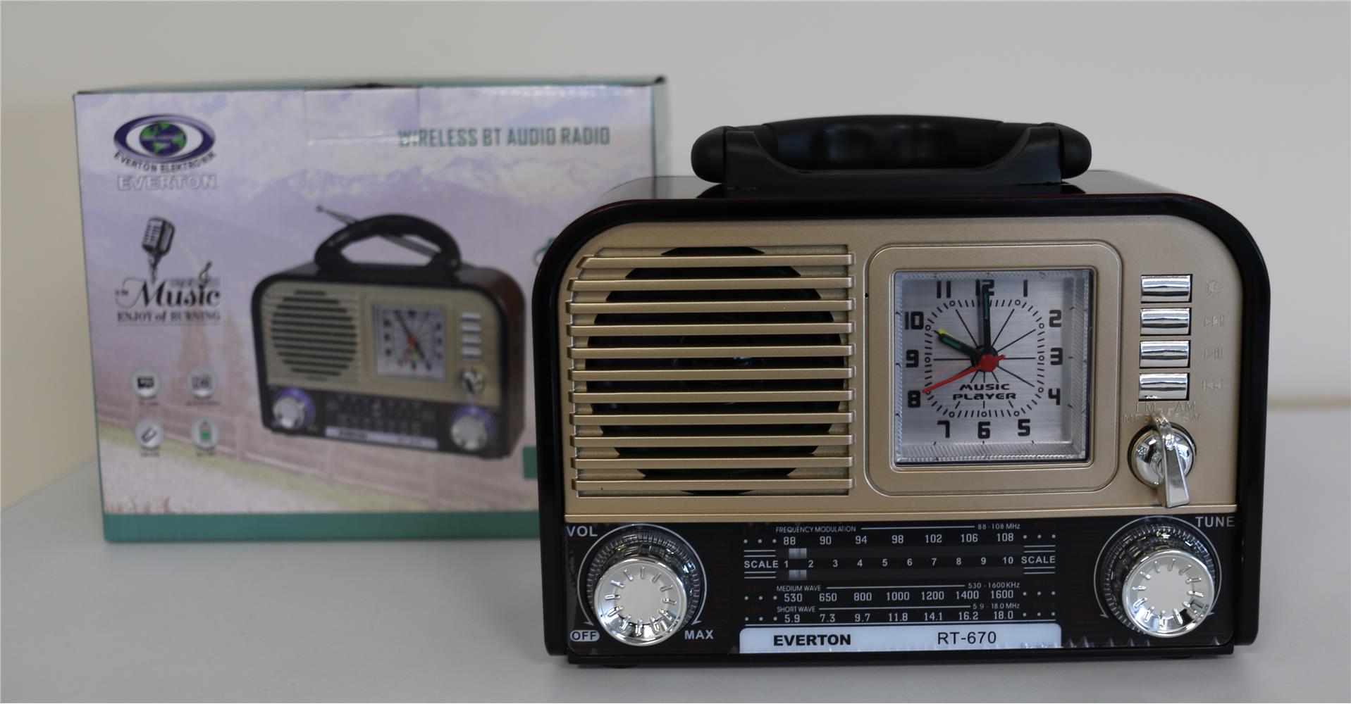 Everton Rt-670 Bluetooth Usb-Micro Sd Saatli Nostaljik Radyo