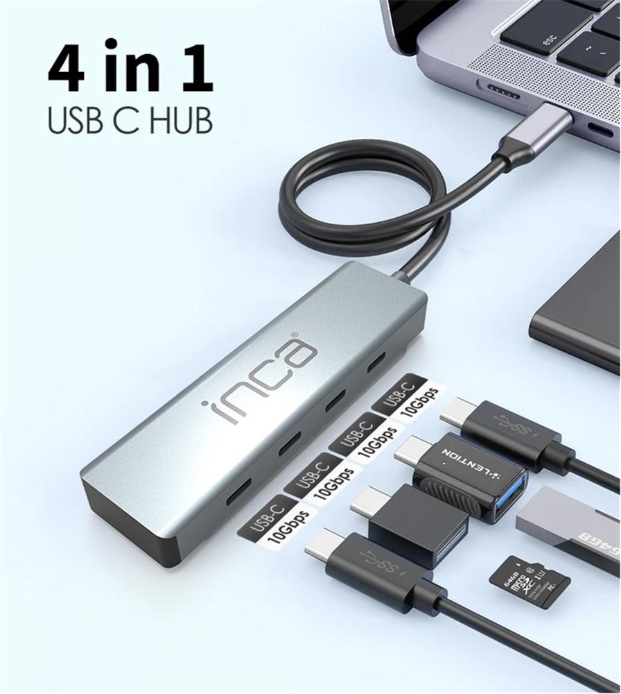 INCA ITPT-4TX 4 PORT TYPE-C 3.1 VERI ILE3.1 10 GBPS TYPE-C OKLAYICI KABLO UZUNLUU 15CM