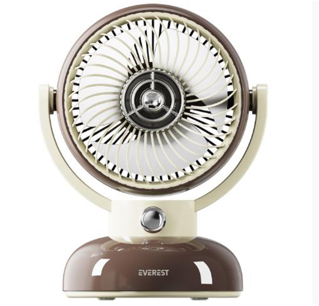 EVEREST EFN12 KAHVE 1200MAH 3 HIZ KADEME LED IIKLI RETRO MASAUSTU USB FAN