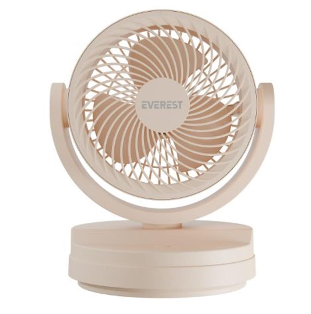 EVEREST EFN-509 KREM- KAHVE 7 IN 3 KADEMELI 2100 RPM HIZ DUVAR TIPI VE MASAUSTU USB FAN