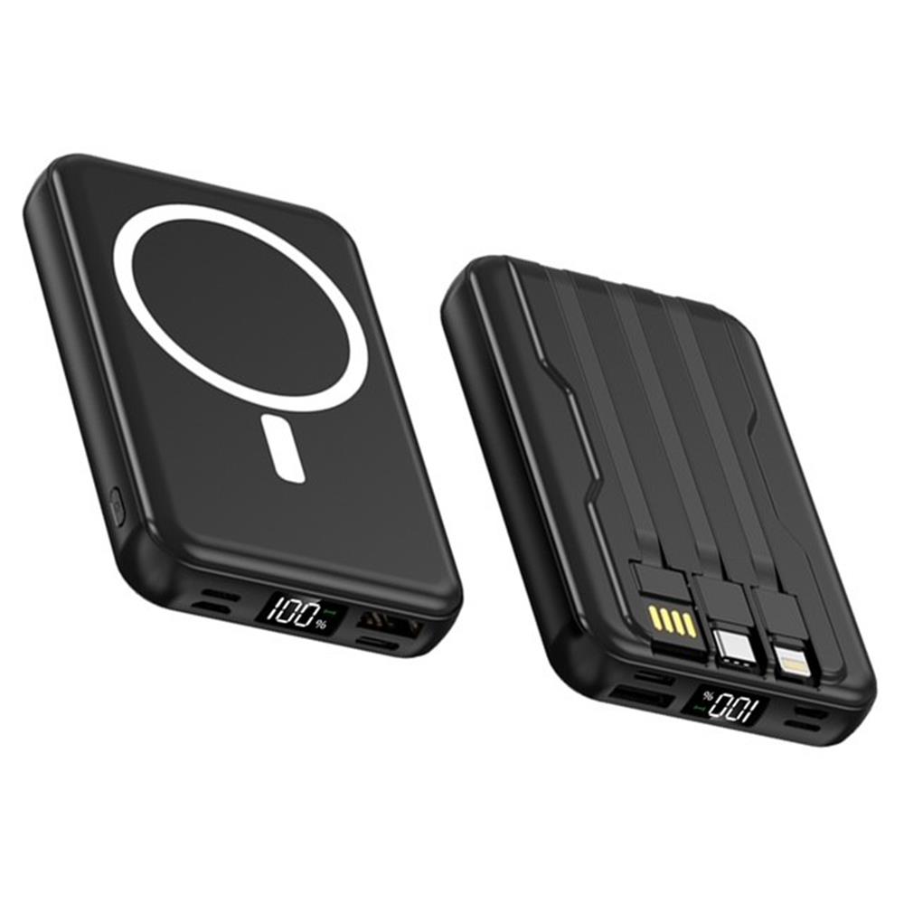 SnapMax SNP-3005 10.000 mah Kablosuz Hızlı Şarj Magsafe Powerbank LED Ekranlı Çoklu Girişli