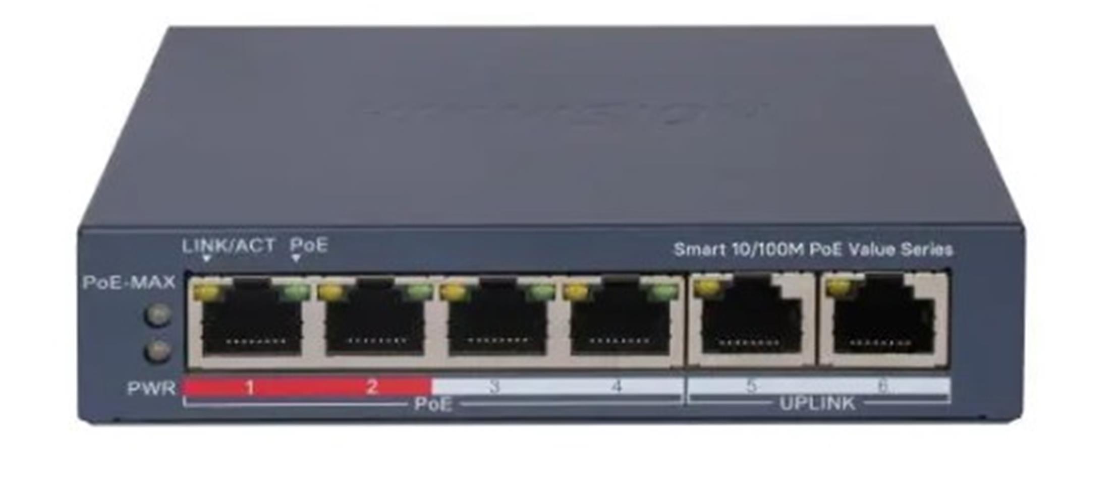 HIKVISION DS-3E1106P-EI-M 4 PORT POE 10-100 2-UPLINK YNETILEMEZ SWITCH