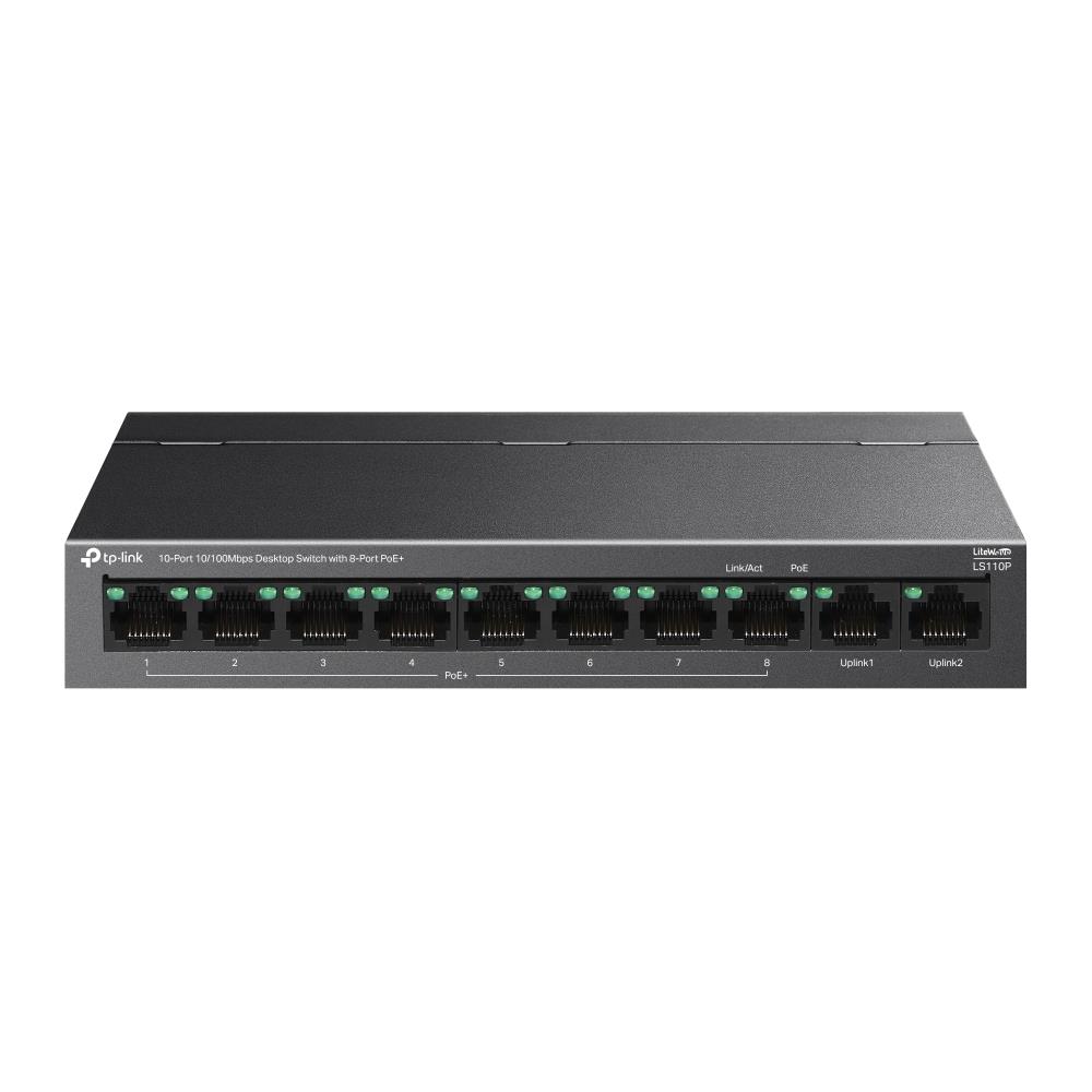 TP-LINK LS110P 8 PORT 10-100 MBPS POE+ 2 PORT 10-100 UPLINK SWITCH METAL KASA