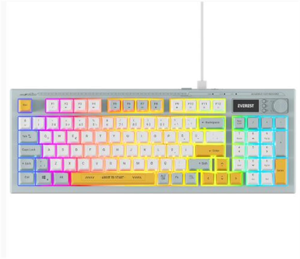 EVEREST KB-79 SILENT PRO MAVI-BEYAZ-SARI SESSIZ RGB Q MEMBRANE OYUNCU KLAVYESI