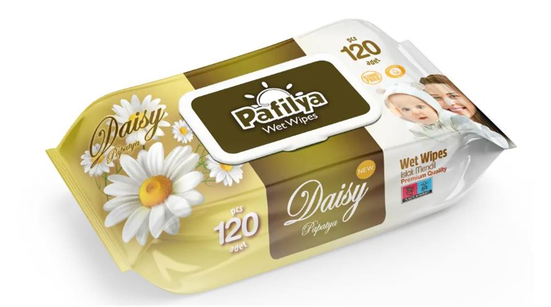 Pafilya Papatya Islak Mendil 120 Li (Alcohol Free- Paraben Free) Premium Quality