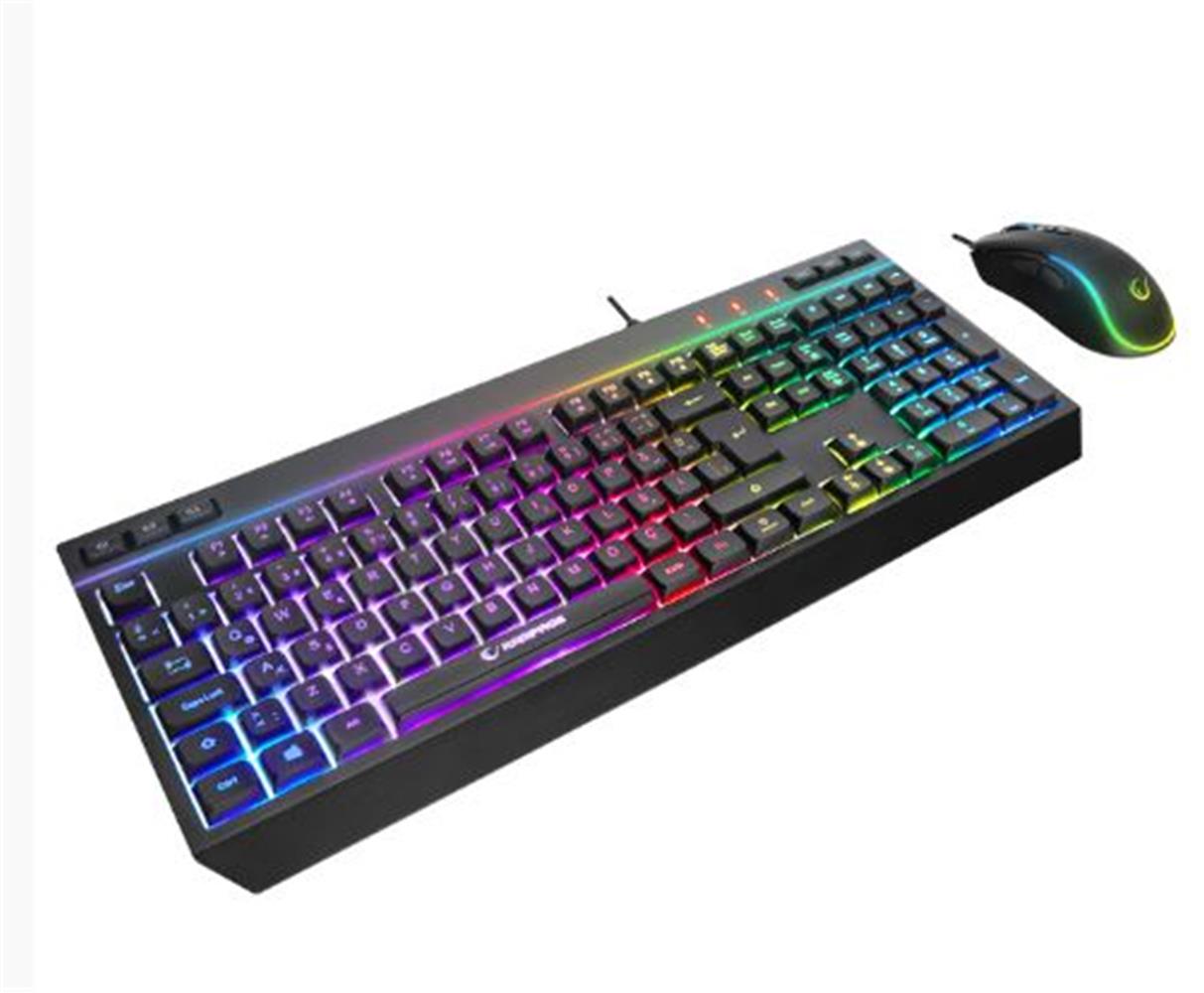 Rampage KM-R57 Siyah RGB Aydınlatmalı Q Oyuncu Multmedia Klavye ve 12800 DPI Mouse Gaming Set