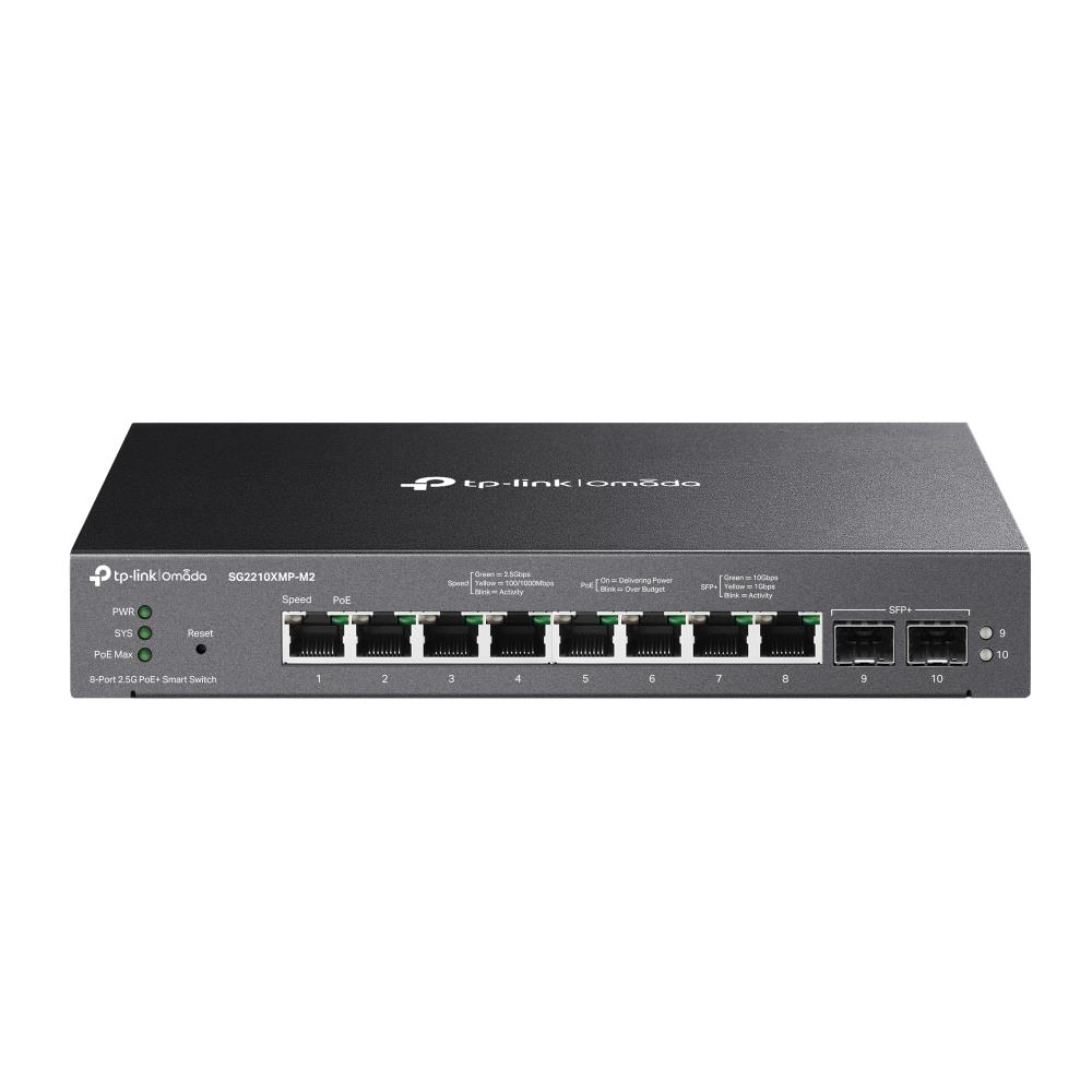 Omada Tp-Link SG2210XMP-M2 8 Port 2.5G Poe+ 2 10G SFP Yönetilebilir Switch 