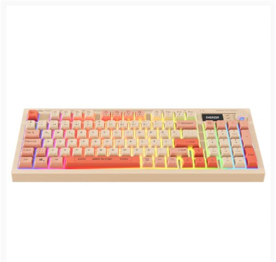 Everest KB-85 SILENT PRO Kablosuz Bej-Pembe-Turuncu SESSİZ RGB Wireless 2.4Ghz Q Oyuncu Klavyesi
