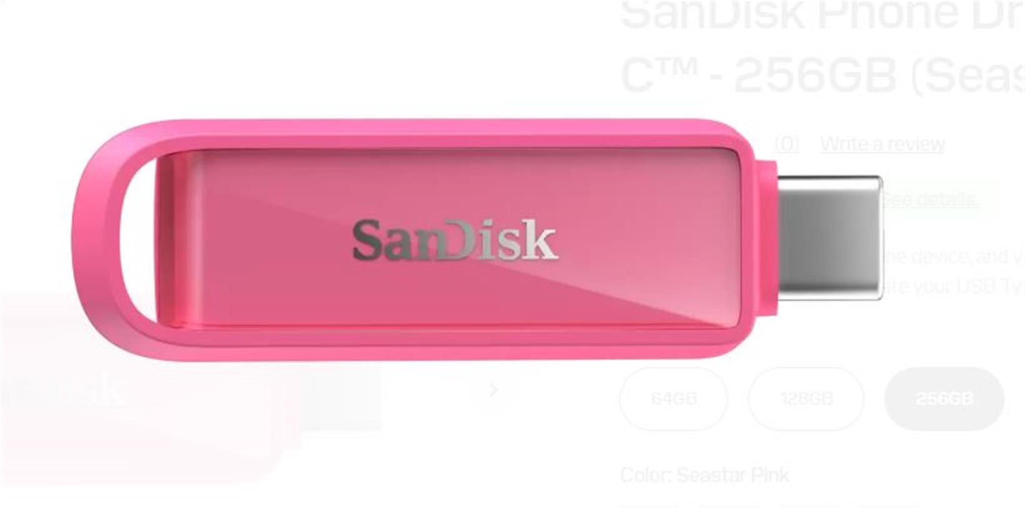 SANDISK SDIXS0N-256G-GN6NG 256GB PHONE DRIVE WITH USB-C-128GB (SEASTAR PINK) FLASH BELLEK