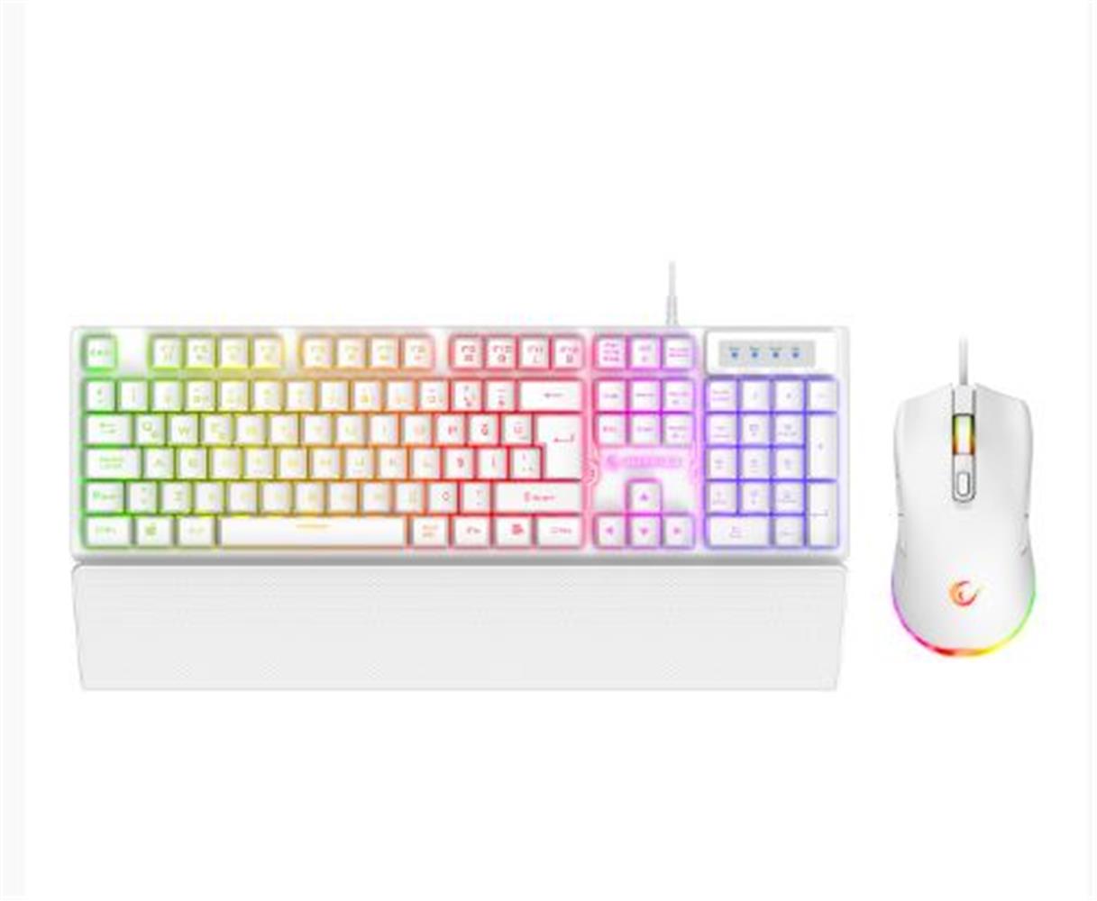 Rampage KM-RX7 FORTUNA V2 Gökkuşağı Aydınlatmalı USB Beyaz Combo Q Gaming Klavye + 12800 dpi Mouse