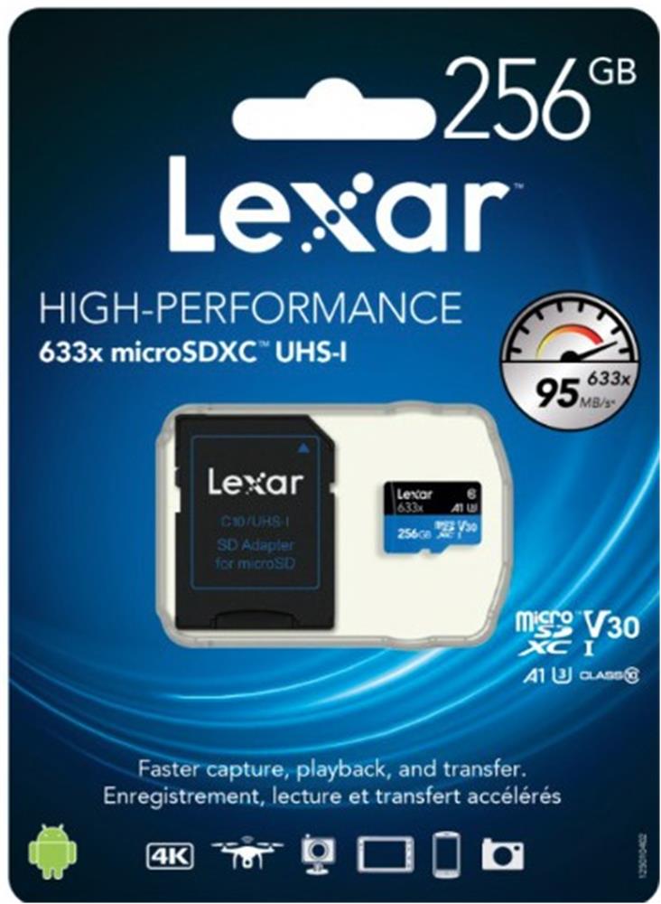 LEXAR 512GB MICROSDXC UHS-I. SD ADAPTRLU. 100 MB-SNYE KADAR OKUMA. 70 MB-SNYE KADAR YAZMA