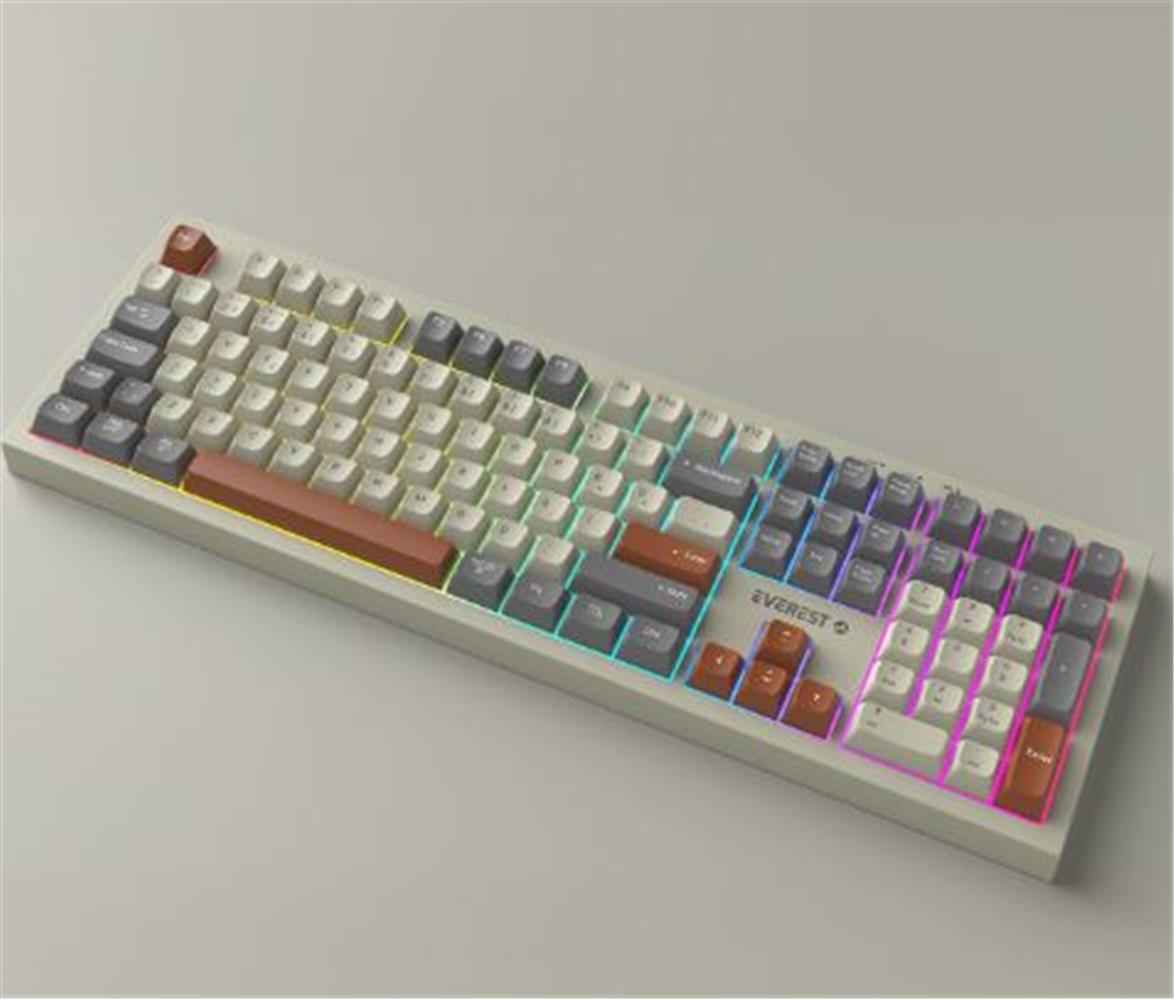 EVEREST KM-78 RENA KREM-GRI-KAHVE KABLOSUZ 2.4 + BT RGB AYDINLATMALI SESSIZ Q  KLAVYE + MOUSE SE