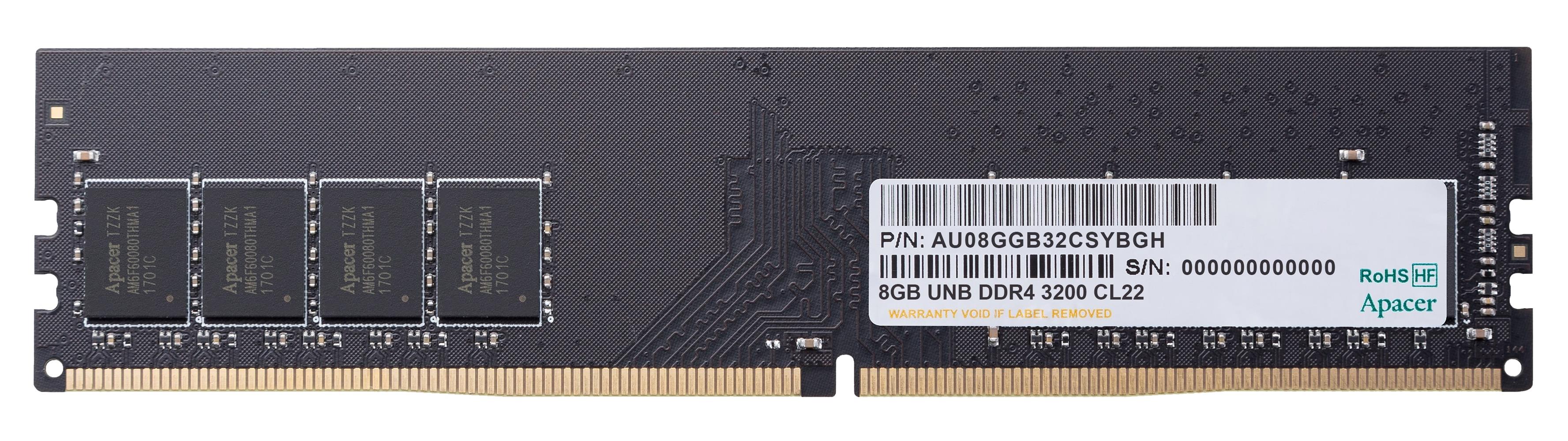 APACER 8 GB (1X8GB) 3200MHZ CL22 DDR4 RAM (AU08GGB32CSYBGH) PC BELLEK