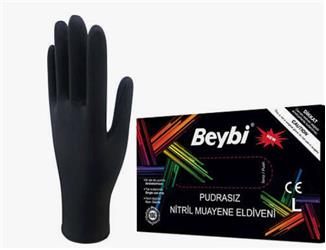 Beybi Muayene Medium Pudrasız Siyah Nitril  Eldiven