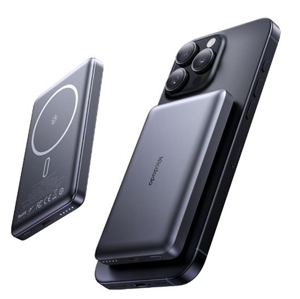 Mcdodo Mc-4651 10000Mah 20W Metal Ultra İnce Manyetik Kablosuz Powerbank - Siyah