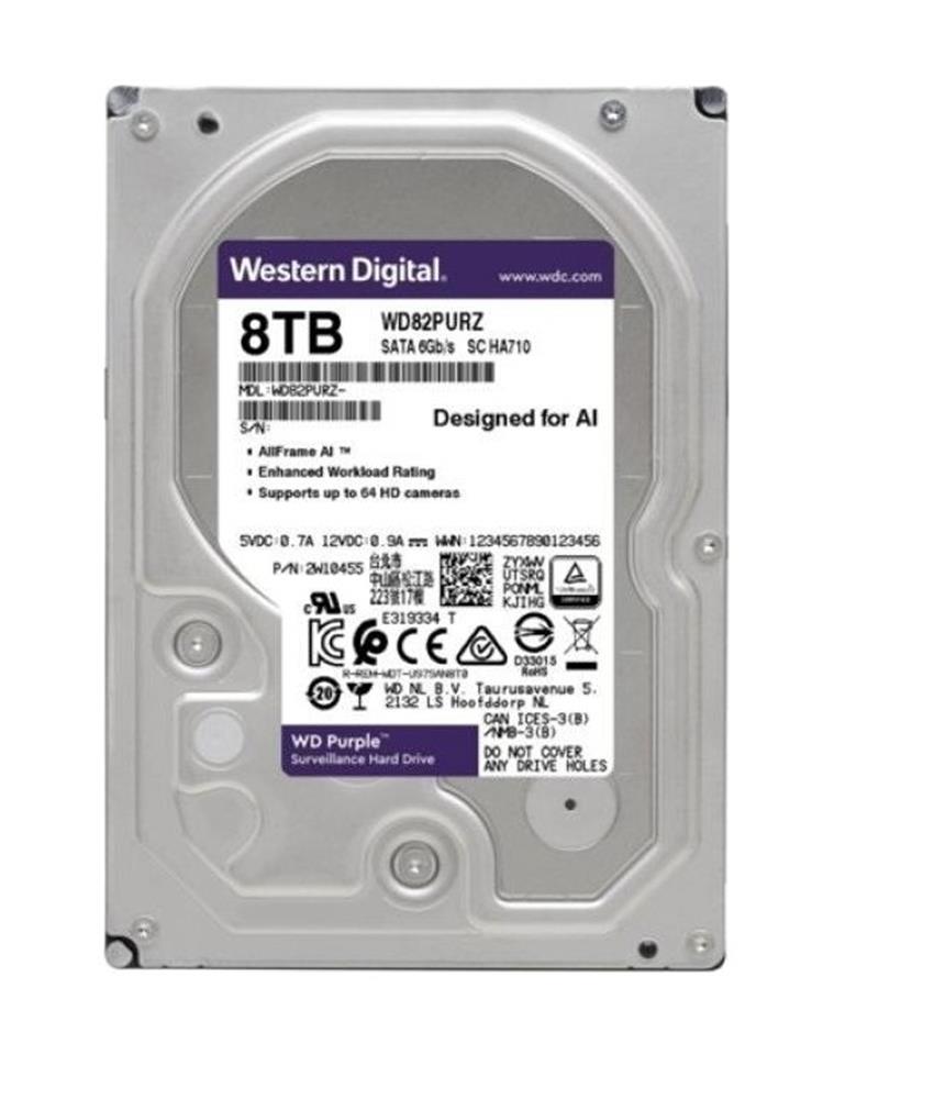 WD 8TB PURPLE WD82PURZ 7200RPM 256MB 7X24 GUVENLIK HARDDISK (ITHALAT)