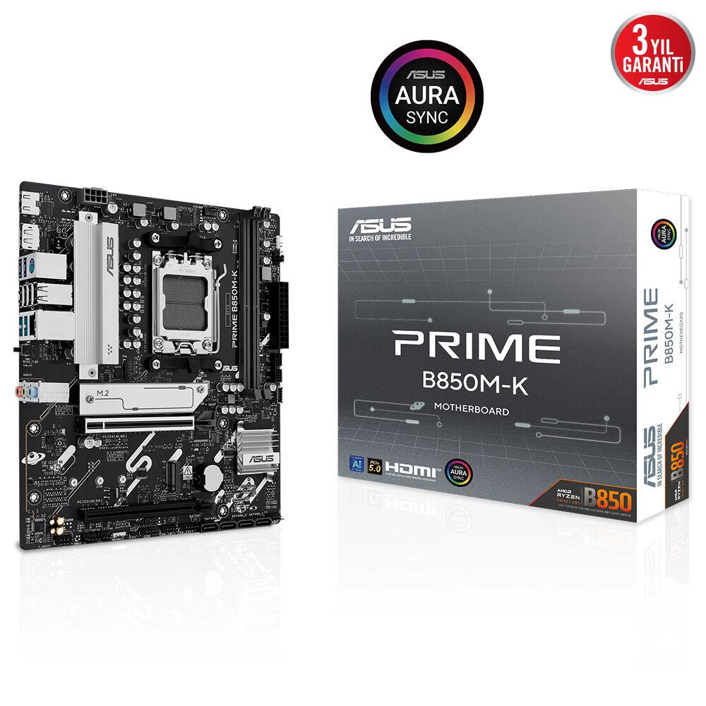 Asus Prime B850M-K Am5 Ddr5 Ses Glan Dp-Hdmı Sata3 Usb3.2 Matx Anakart